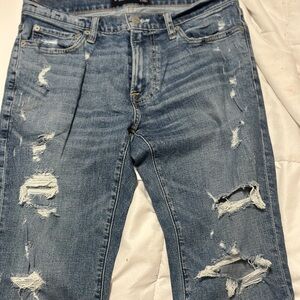 Abercrombie & Fitch Men's Distressed Blue Slim Jeans